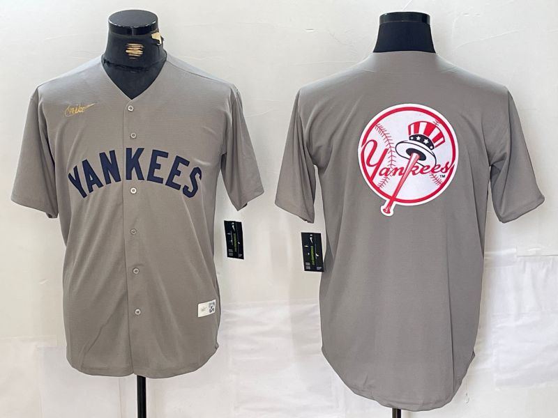 Men New York Yankees Blank Grey Throwback Nike Game 2024 MLB Jersey style 13->new york yankees->MLB Jersey